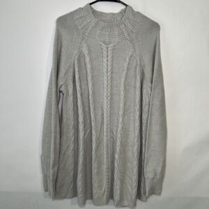 Elle Acrylic Pullover Mock Neck Cable Knit Sweater Womens Size XL Ivory White